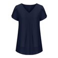 thumbnail image 3 of Birdeem T-Shirt à Manches Courtes en Chiffon Uni Décontracté Col en V pour Femmes, 3 of 5
