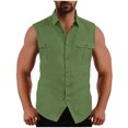 thumbnail image 1 of Besolor Mens Sleeveless Button down Shirts Casual Collared Summer Cotton Linen Tank Tops Beach Vacation Tees, 1 of 4
