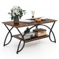 thumbnail image 1 of Giantex 2-Tier Modern Rectangular Coffee Table with One Coffee Table and User Manual, Rustic Brown/White/Dark Brown, 1 of 8