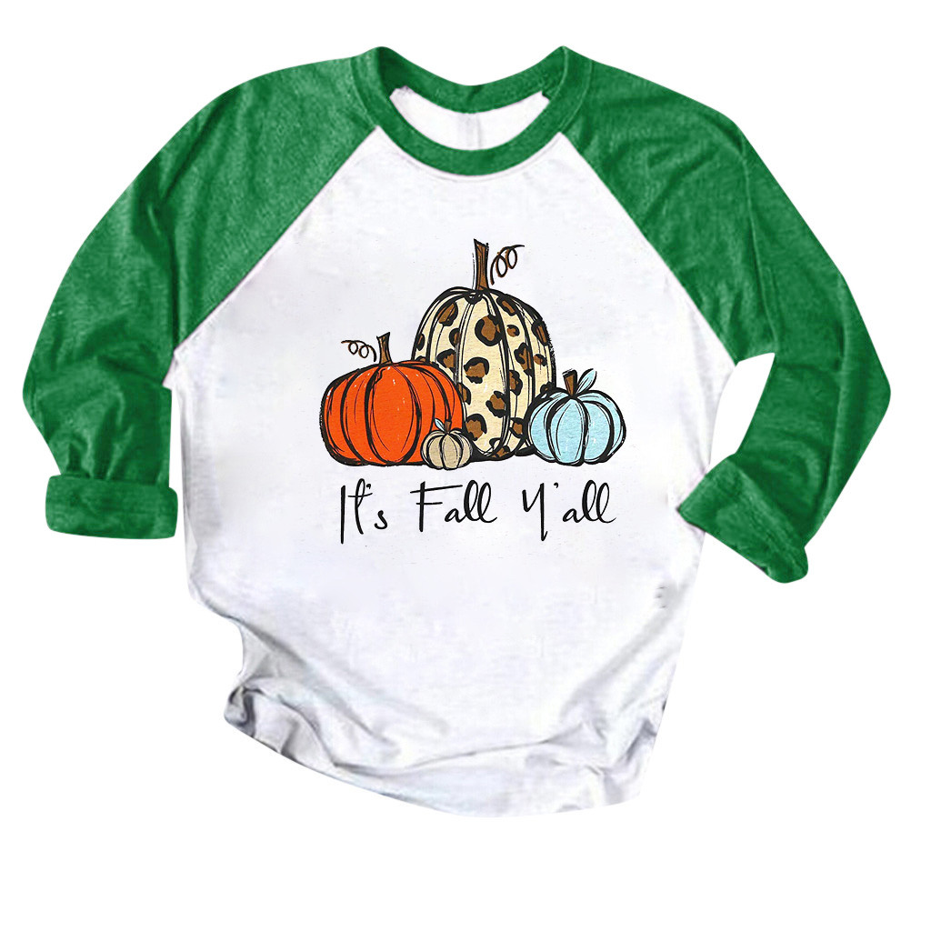 CEHVOM Femmes Action de Grâce Citrouille Couleur Patchwork Imprimé Hauts Chandail Blouse T-Shirts