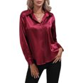 thumbnail image 3 of Innerwin Shirts Long Sleeve Ladies Tunic Tops Office Button Down Soft Blouse Claret S, 3 of 5