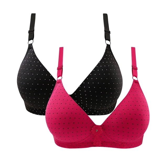 Timegard 2pc Wireless Bras for Women Breathable Comfort Adjustable Strap High Support Everyday Bralette