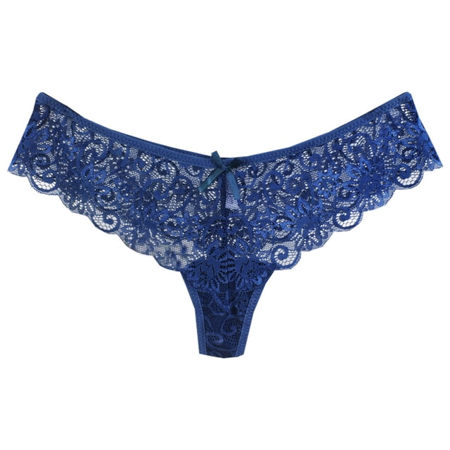 Birdeem Culotte String Taille Basse en Dentelle Transparente avec Nœud pour Femmes