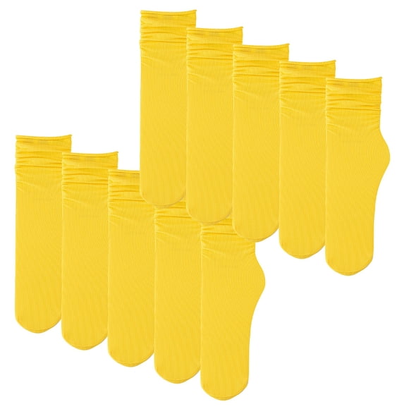 Ice Ice Socks Women's Summer Thin Socks Women's Socks Cool Sense Of All The Fashion Mid Tube Stockings Velvet Breathable Pile Socks 10PC Sports Socks Sock Yellow