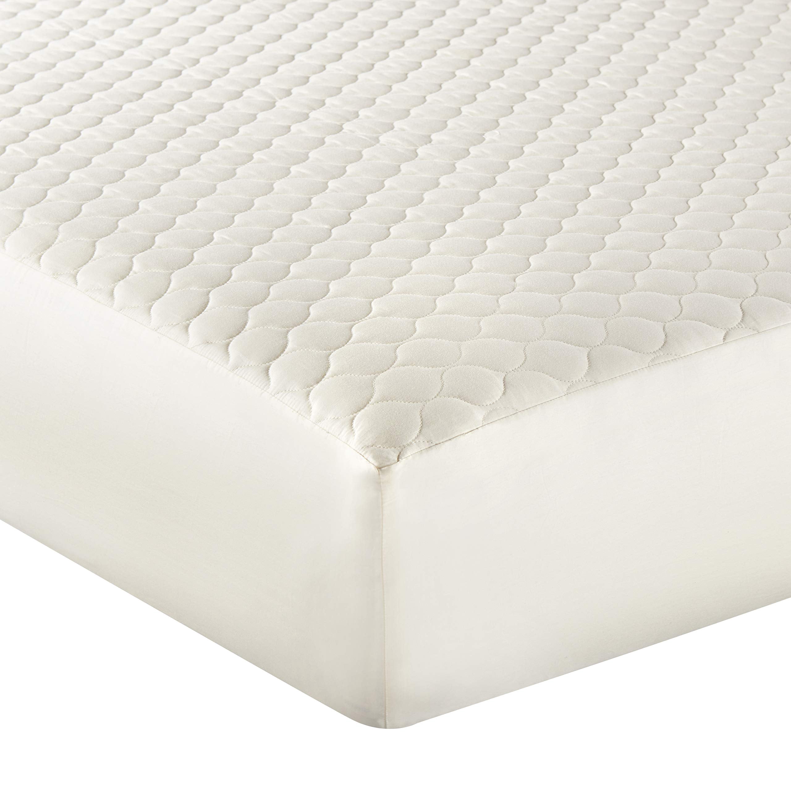 100% Cotton Organic Mattress Pad - Breathable & Cooling Mattress Protector Split King - Premium 300GSM Quilted and Machine Washable - Fairtrade & GOTS Certified Bed Protector (Ivory Split King)