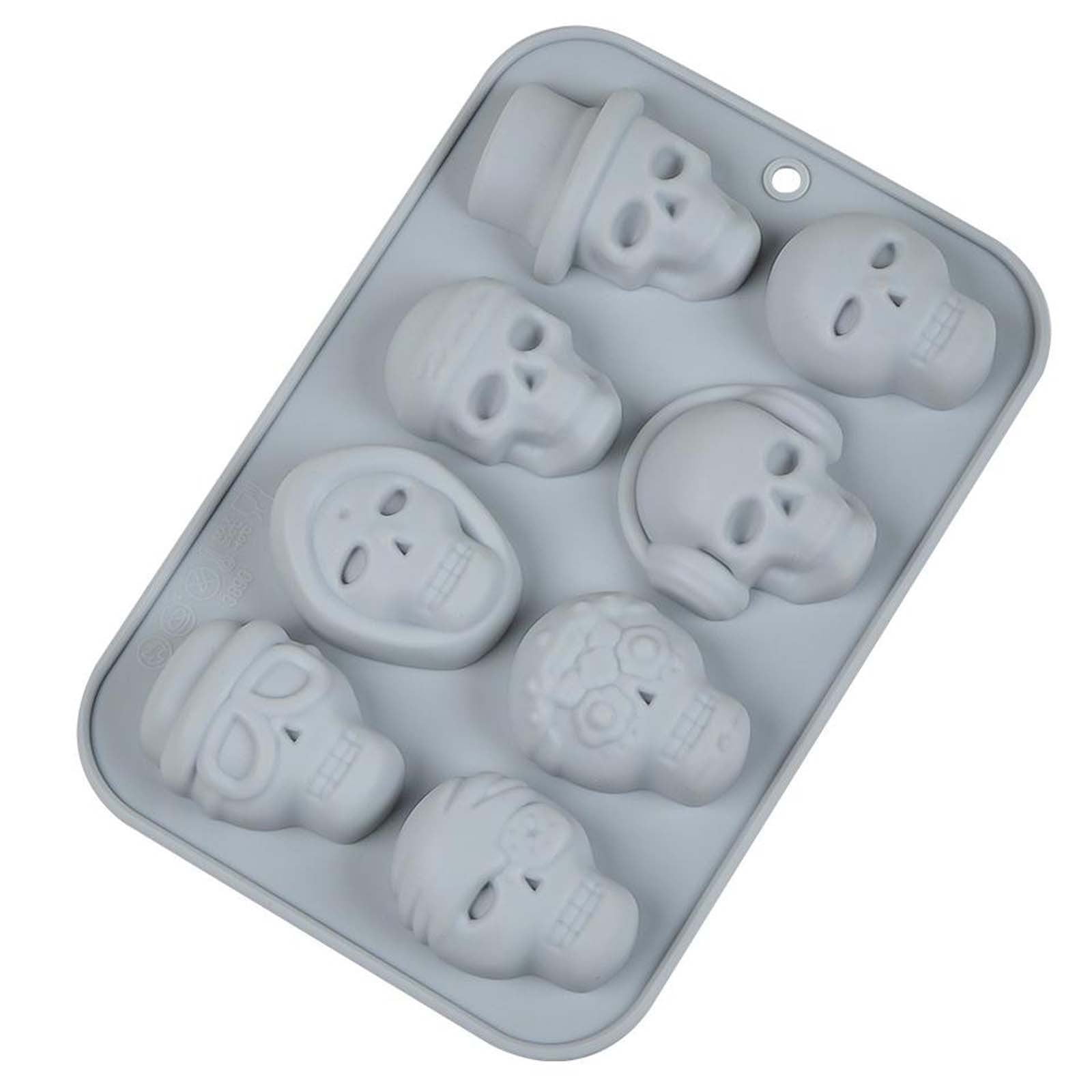 Unbranded Skull-Shaped Silicone Chocolate Mold - 8-Cavity Tray For Baking, Candy, Ice Cubes, Or Halloween Treats