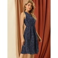 thumbnail image 4 of INSPIRE CHIC Robe Midi à Fleurs pour Femme Été Décontractée Invitée de Mariage Sans Manches G Bleu Foncé, 4 of 6