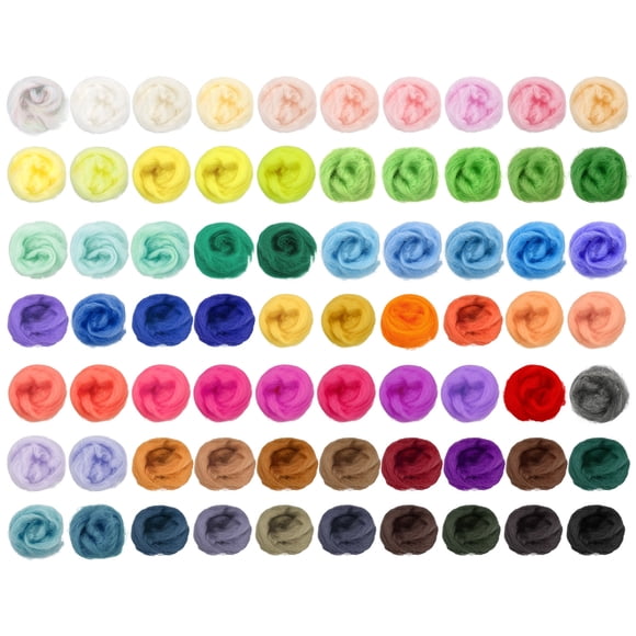 Unique Bargains 70 Colors / 7.4 Oz Needle Felting Wool Nature Fibre Wool Yarn Needle Felting for Wool Felting Yarn Supplies , 3g/pack