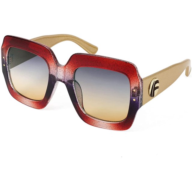 FEISEDY Oversized Square Sunglasses Multi Tinted Glitter Frame Stylish Inspired B2276