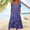 thumbnail image 2 of Pisexur Robe T-Shirt d'Été pour Femme Décontractée à Fleurs, Col Rond, Manches Courtes, Robe Bohème Fluide à Boutons Évasée avec Poches, 2 of 4
