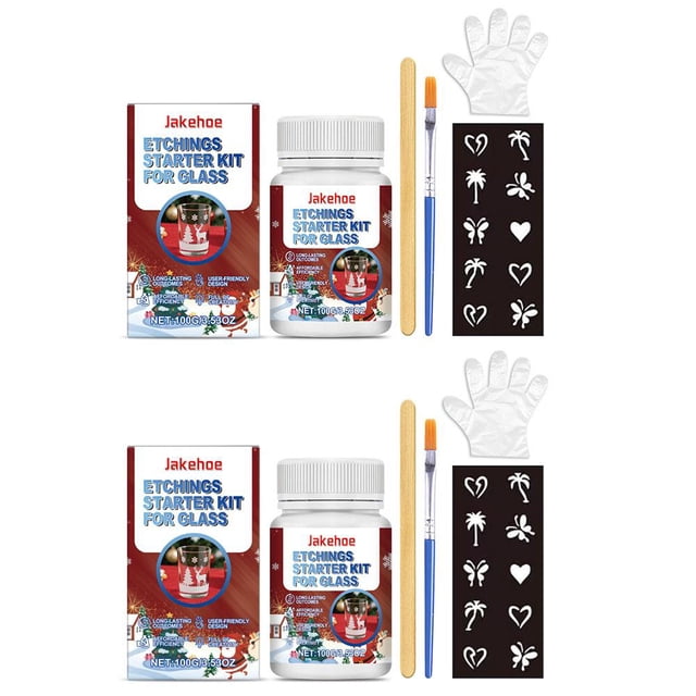 SharkTRUE 100g Frosted Glass Etching Starter Kit,Glassware Etching Kit Creates Permanent for Frosted Mirrors Tool Patterns Etched