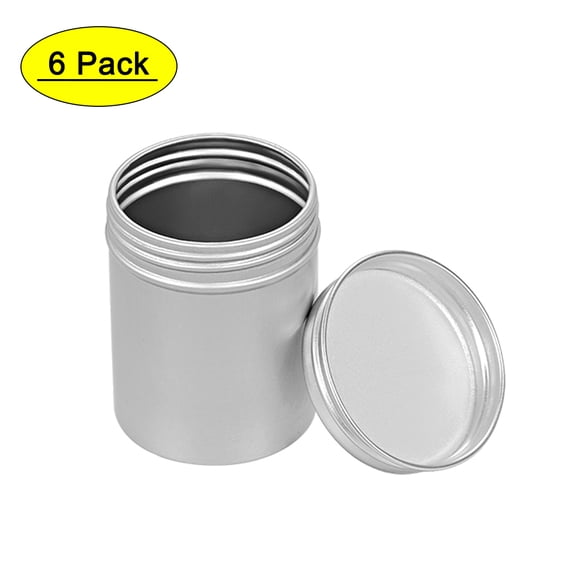Unique Bargains Boîtes Rondes en Aluminium 2.7oz avec Couvercle en Métal à Vis 80ml, 6 Pcs