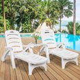 thumbnail image 3 of Costway 2 PCS Folding Chaise Lounge Chair 5-Position Adjustable Recliner White, 3 of 10