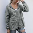 thumbnail image 5 of Women Hooded Jacket Waterproof Drawstring Hiking Rain Jacket Outwear Outdoor Sports Coat Jacket, 5 of 5