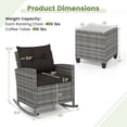 thumbnail image 3 of Costway 3 PCS Patio Wicker Rocking Set with Tempered Glass Table & Soft Cushions Outdoor Black, Mix Gray, 3 of 10