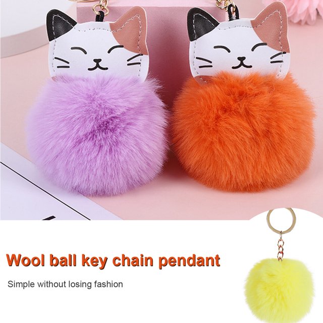 Fuzzy Ball Keychain Supple Comfortable Lovely Key Rings Adorable Practical Key Chains Women for Children Adults Elderly Students Yellow 6cm