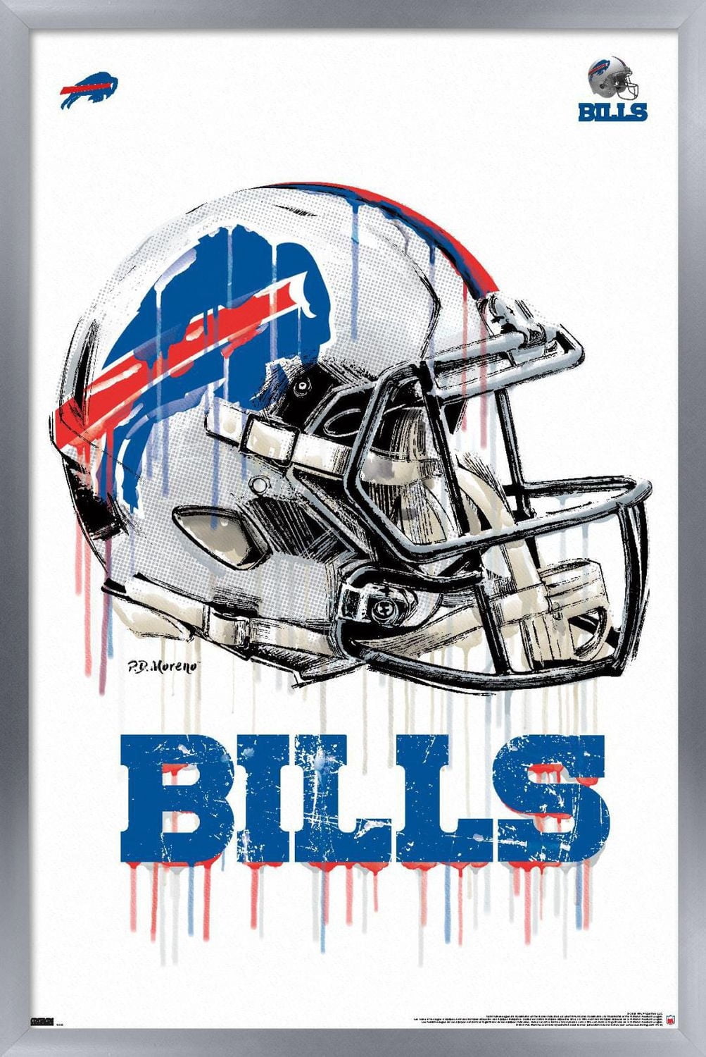 NFL Buffalo Bills - Drip Helmet 20 Wall Poster with Magnetic Frame, 22.375" x 34"
