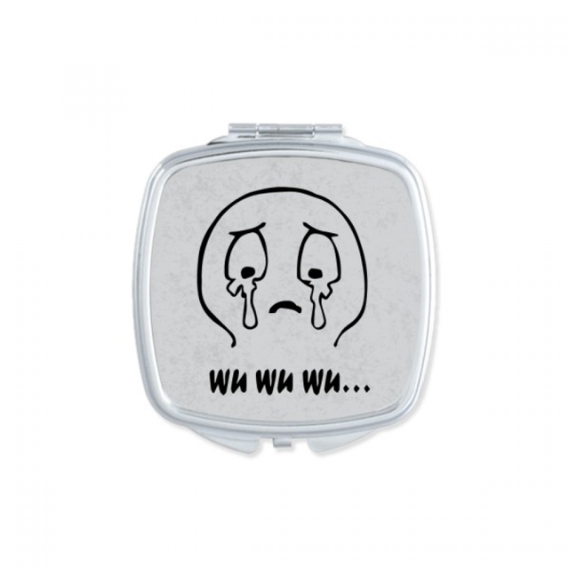 Shed Tears Black Cute Chat Happy Pattern Square Mirror Portable Compact Pocket Makeup Double Sided Glass