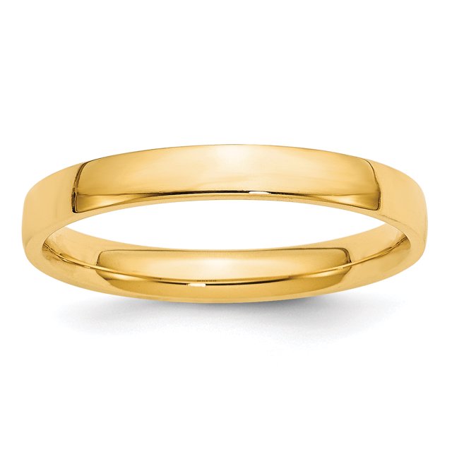 Bande Ajustée Confort Légère en Or Jaune 14K 3mm Taille 9