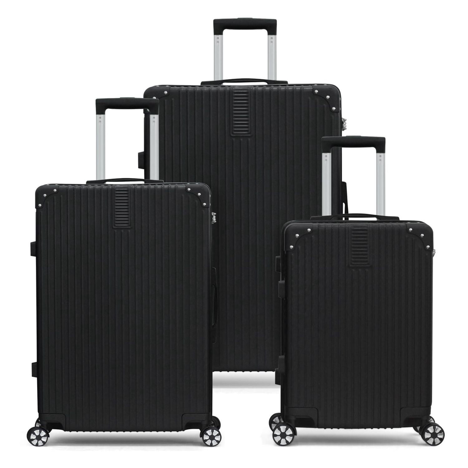 HIKOLAYAE Bagages verticaux avec roulettes à 8 roues en bleu azur, 3 pièces - Conforme à la TSA