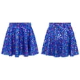 thumbnail image 1 of Lejafay Girls Flared Pleated A-Line Skirts Shiny Metallic Dance Performance Costume Cheerleading Uniform Blue S, 1 of 7