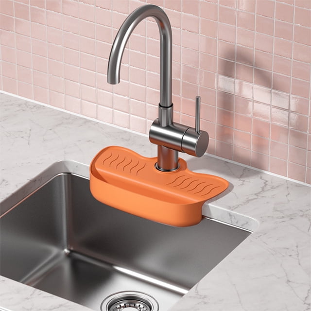Limited Time Only! Kitchen Faucet Spatter Guard - Non-slip Countertop Mat with Sponge Storage Rack, for Kitchen Organization