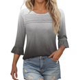 thumbnail image 1 of Plebaso Womens Summer Tops Ruffle 3/4 Length Sleeve Round Neck Shirts Pleated Casual Loose Tunic Blouses, 1 of 6