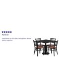 thumbnail image 4 of 30'' Square Black Laminate Table Set with 4 Ladder Back Metal Chairs - Cherry Wood Seat, 4 of 4
