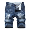 thumbnail image 2 of Meichang Men's Jean Shorts Big and Tall Classic Fit Regular Ripped Denim Shorts Straight Leg Distressed Denim Trunks Stretchy Motor Bike Jean Trunks with Pockets, 2 of 7