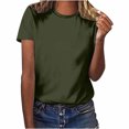 thumbnail image 1 of Yuyuzo T-Shirts d'Été pour Femmes Décontractés à Col Rond à Manches Courtes Hauts Tee Amples Blouses Unies, 1 of 5