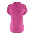thumbnail image 5 of Timegard Cotton Linen Tops for Women V-Neck Button Short Sleeve Solid Color Dressy Casual Loose Tops, 5 of 5