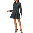 thumbnail image 2 of INSPIRE CHIC Women's Plaid Button up Point Collar Long Sleeve a-Line Dress, 2 of 7