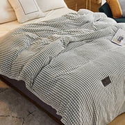Wuztai Weighted Blanket, Reversible Flannel Napping Blanket, Breathable Soft Comfortable Machine Washable Blanket for All Seasons