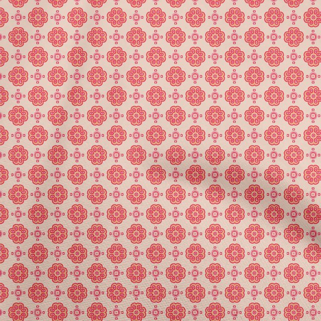 oneOone Cotton Flex Peach Fabric Asian Ornamental Tile Craft Projects Decor Fabric Printed By The Yard 40 Inch Wide