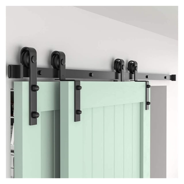 Kit de Glissières de Porte de Grange de 4-16 Pieds, Rails Roulants pour Porte Coulissante Double (en Forme de J), Robuste et Durable