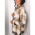 thumbnail image 2 of ORUYROP Womens Long Sleeve Plaid Shirts Flannel Lapel Button Down Shacket Jacket Coats, 2 of 5