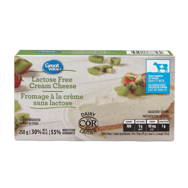 Fromage à la crème sans lactose Great Value