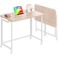 thumbnail image 1 of Mobile Small Rolling Computer Desk  Folding Laptop Cart Table with Wheels  Portable Office Desk for Small Space Couch Bed - Rustic  and, 1 of 6