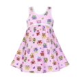 thumbnail image 1 of Robe Fille Sans Manches Hibou Rose Ligne A Coton Décontractée 2 Ans, 1 of 6