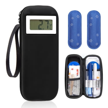 Étui de Voyage pour Insuline avec Thermomètre, Présentoir de Médicaments, Glacière pour Diabétiques pour Voyage, Sac Organisateur de Médicaments Réfrigéré Portable avec Rangement Scientifique
