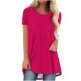 thumbnail image 2 of Pisexur Hauts d'Été Grande Taille pour Femmes Manches Courtes Col Rond T-shirts Doux Confortables Mode Fluide Blouses Amples Basiques Décontractées Habillées, 2 of 5