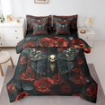thumbnail image 1 of Moth Bed In A Bag Gothic Skull Floral Comforter Set,Extoic Boho Decor 7 Pieces Bedding Set Red Rose for Gilrs Women Lover Queen Sheet Set With Comforter, 1 of 5
