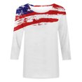 thumbnail image 3 of EQWLJWE Hauts pour Femmes Été 2023 Mode Féminine Manches Courtes Col Rond Rétro Imprimé Ample Blouse Manches Trois-Quarts Hauts pour Femmes en Solde, 3 of 4