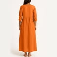 thumbnail image 4 of TIMIFIS Robes d'Été pour Femmes Couleur Unie Col en V Manches 3/4 Longue Robe Décontractée Coupe Ample Taille Haute Maxi Fluide avec Poches, 4 of 7