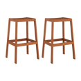 thumbnail image 3 of CorLiving Miramar Solid Wood Backless Bar Height Outdoor Bar Stools, Brown (Set of 2), 3 of 8