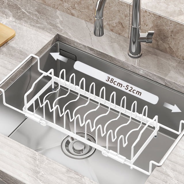 Birdeem Stainless Steel Sponge Holder,Compact Kitchen Sink Organizer with Ventilated Drainage,16.5X7.1X4.5 Inches,No Tools Required for Bathroom and Kitchen Use