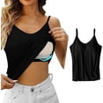 thumbnail image 2 of Women's Shelf Bra Camisoles - Adjustable Spaghetti Strap, Solid Color, Cotton Fabric, for All Seasons, 2 of 6