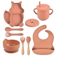 thumbnail image 2 of Yeacher Squirrel silicone tableware baby silicone food supplement set baby fork spoon integrated silicone plate, 2 of 6