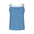 thumbnail image 4 of Mrat Débardeurs en Lin Mode Femmes Décontracté Broderie Col Rond Bretelles Gilets Sans Manches T-Shirt Hauts d'Été Sans Manches Basique Ajusté T-Shirts S-20 Bleu TG, 4 of 6