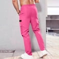 thumbnail image 4 of WRKEKC Cargo Pants for Men Solid Color Casual Elastic Waist Drawstring Pocket Work Pants for Everyday Work Wear, 4 of 7